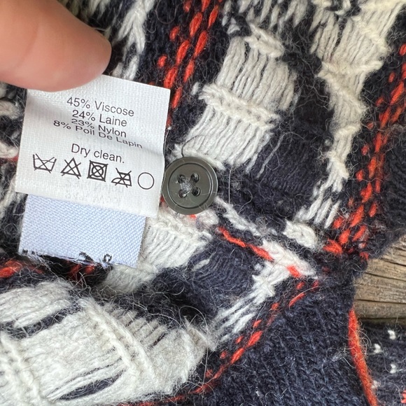 J. Crew fall knit sweater wool blend navy oran free white XXS - Picture 8 of 10